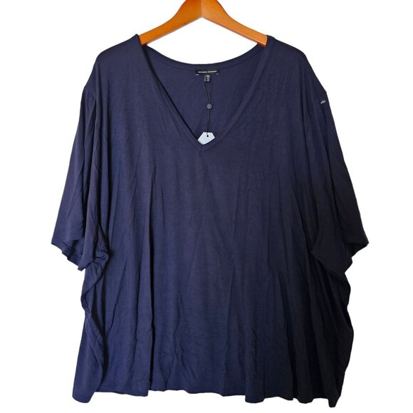 Universal Standard Blue Slouchy V-Neck T Shirt Size 3XL NWT Rayon - Picture 4 of 9